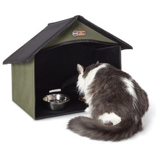 Outdoor Cat Dining Room Covered Outdoor Feeding Station Shelter for Feral Cat...