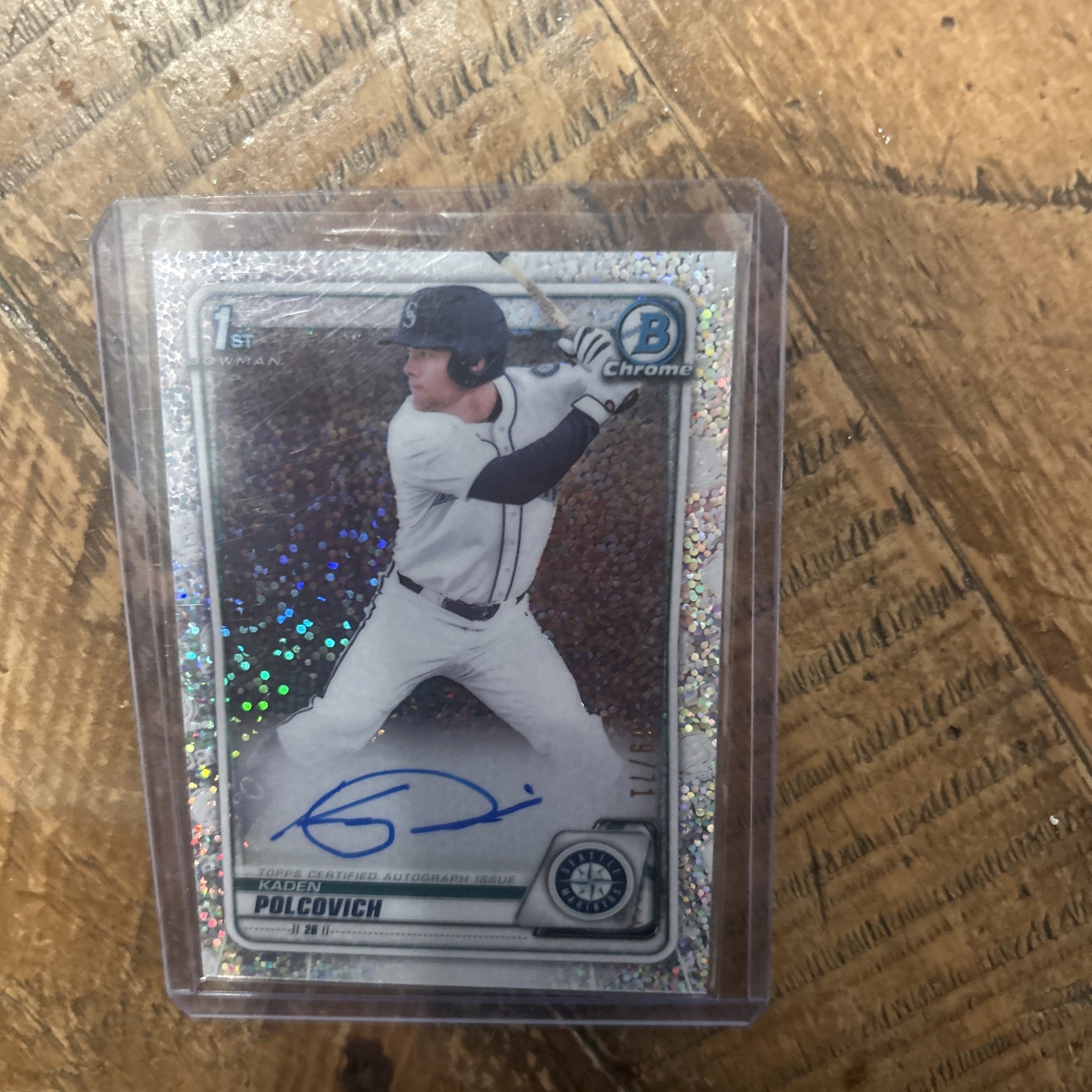 Signed 2020 Bowman Chrome Draft Kaden Polcovich Sparkle Refractor Auto #17/71