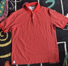 Vintage Tommy Hilfiger Men's Red White Striped Polo Shirt XL Embroidered Cotton