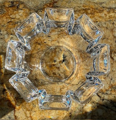 Orrefors Sweden Corona Crystal Bowl Vase 4384-13 Lars Hellsten LH 1970s