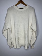 Vintage Eddie Bauer Men's Cream Knit Sweater Sailboat Mountain Fisherman READ