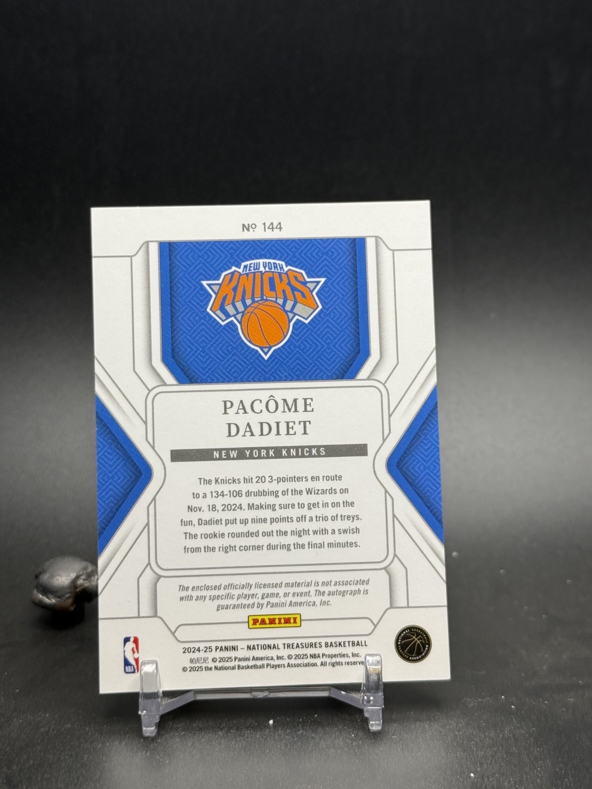 2024 National Treasures Rookie Patch Auto International /24 #144 Pacome Dadiet view 2