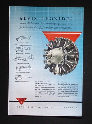 Original 1950 Werbung Alvis Leonides Neunzylinder Radialmotor