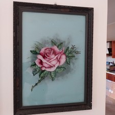 Coppia di quadri floreali dipinti su vetro – Inizio '900 – Cornice originale