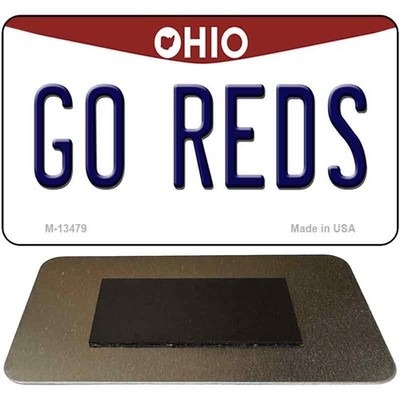 Go Reds Novelty Metal Magnet M-13479 3.5'' x 2'' Magnet (M)