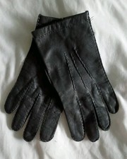 Vintage Black Genuine Leather Gloves Medium Size Made In Philippines