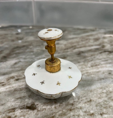 Vintage DEV Devilbiss Porcelain Perfume Bottle Atomizer Hand Painted
