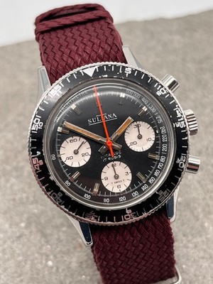 VINTAGE CHRONOGRAPH ''PANDA DIAL'' DIVER LANDERON 349 HANDAUFZUG PLONGEE OVERSIZE