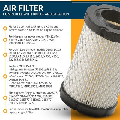LERMITY 796031 Air Filter Tune Up Kit,Lawn Mower Oil Filter Replacement Compatible with Briggs and Stratton 59