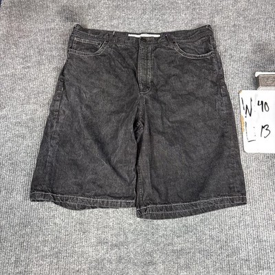 Akoo Denim Shorts Size 40 Black Washed Baggy Casual Jean Short Black/Dark Washed