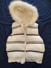 Gymboree Girl's Size M 7/8 White Sleeveless Blue Stripped Puffer Vest