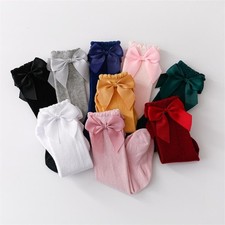 Lawadka Cotton Baby Girls Socks with Bows Knee High Children Princess Socks for
