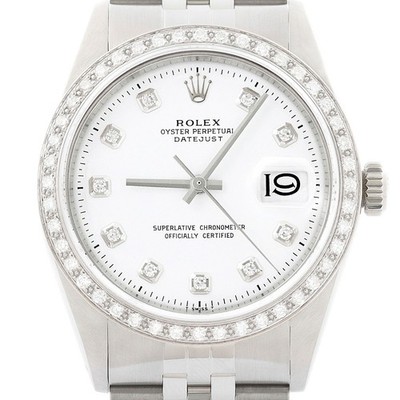 Rolex Datejust Weiß Diamant Zifferblatt 18K Gold & Ss Jubiläum Armbanduhr