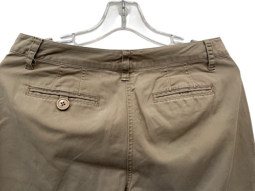 Talbots Petites Damen Stretch kurz geschnitten weites Bein Saum Hose khaki flache Vorderseite Gr. 8 - Bild 8 von 8