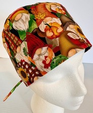 Fall Autumn Gnome Pumpkin Lined Medical Skull Scrub Cap surgery Har