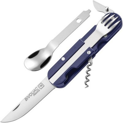TB Outdoor Bivouac Multi Tool Large/Small Blade Spoon Fork Blue Handle 11060135