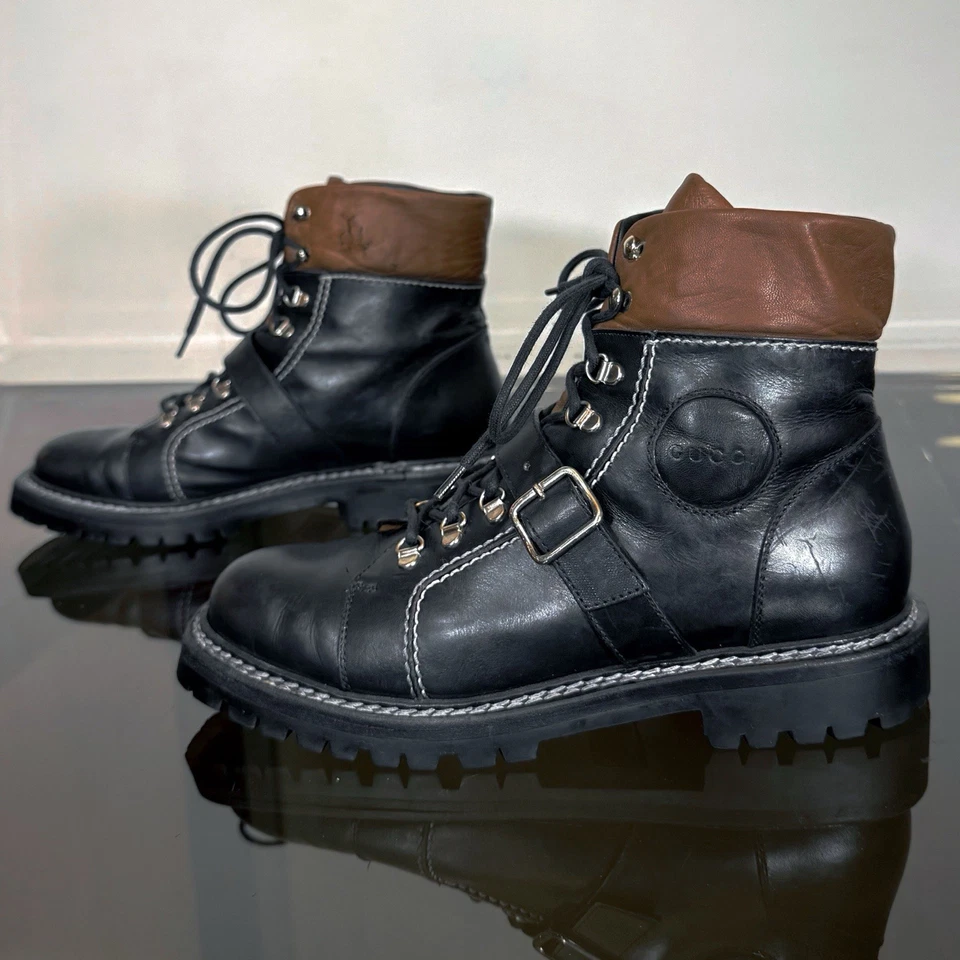 Винтажные туристические ботинки 90-х GUCCI с ПРЯЖКОЙ США 7,5 армейские военные боевые зажимная подошва - Изображение 2 из 4