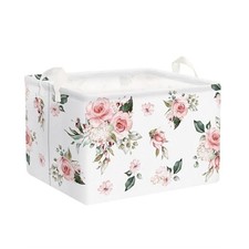 Pink Floral Girl Gift Basket Empty Rectangle Flower Roses Storage Basket Baby