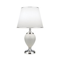 Tischleuchte Keramik Stoff 48 Cm Hoch Weiß Chrom E27 Klassisch Tischlampe