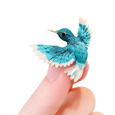 Flying Blue Bird Brooch Pin Enamel Hummingbird Costume Jewelry Gift Women Art UK