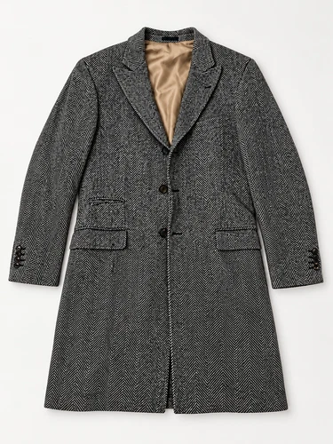 Brunello Cucinelli 100% Cashmere Herringbone Overcoat Men's 52 IT Gray - product listing photo