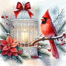 Cardinal Diamond Painting Kit 12"x12" 5D DIY Full Drill Christmas Craft