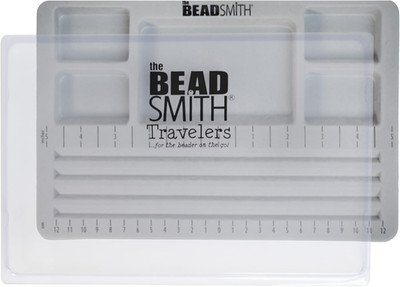 The Beadsmith Mini Bead Board - Grey Flocked, 4 Straight Channels, 5 Recessed Co