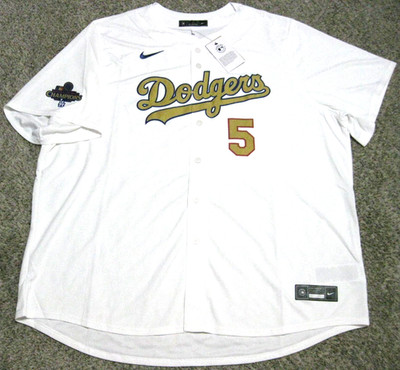 Freddy Freeman LA Dodgers Men's 4XL White Nike Limited World Series Gold Jersey