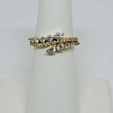 QVC Diamonique 14k Clad Sterling Silver Bypass Ring ~ 6