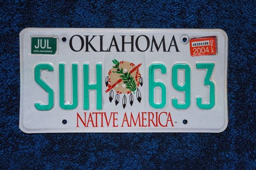2004 Oklahoma NATIVE AMERICA License Plate