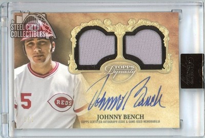 Johnny Bench 2021 Topps Dynasty Dual Jersey Relic Autograph Card #ADR-JB1 1/1