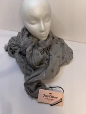 Juicy Couture Infinity Scarf New With Tags Gray With Silver Hearts 