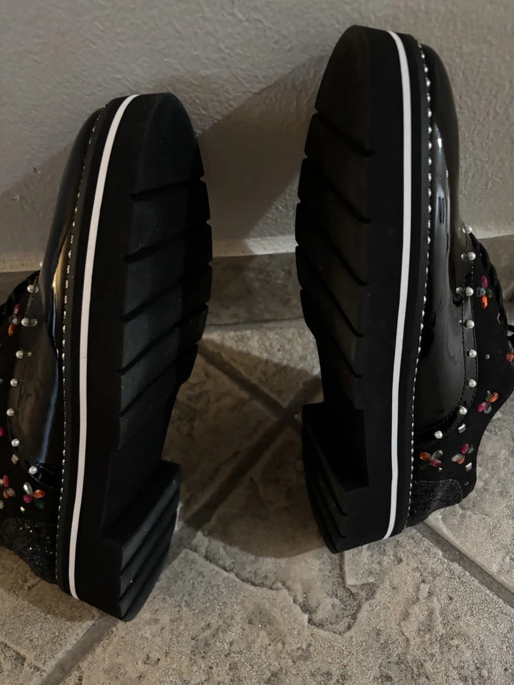 Vestido mocasín plataforma Betsey Johnson PIXXY plano para mujer talla 9,5 Foto 3 de 3