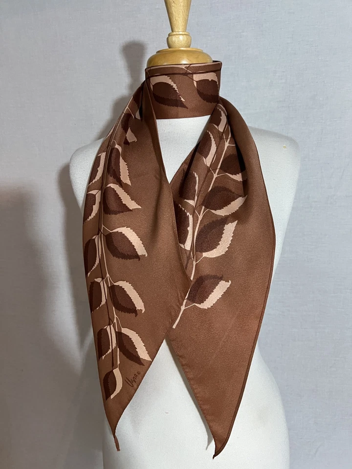 De Colección Vera Bufanda Cuello Envoltura Chocolate Marrón Hojas Otoño Rectangular Japón 60" x 7" Foto 4 de 4