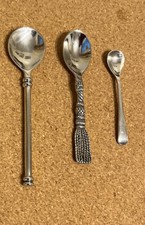 3 vintage silver plated spoons including 2 demitasse  and 1 condiment spoon