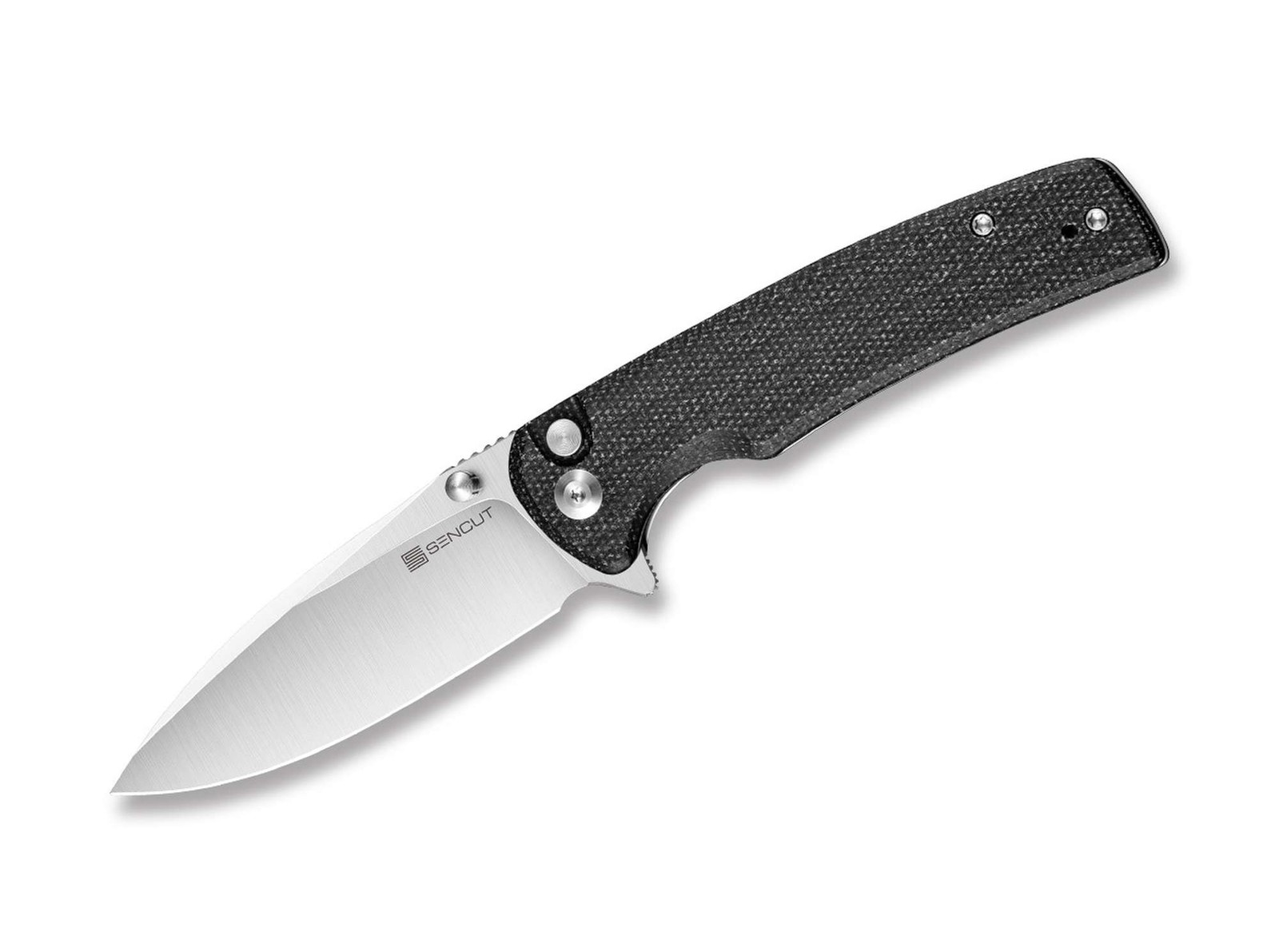SENCUT Sachse Micarta Black Einhandmesser Button Lock Clip