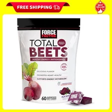 Total Beets Heart Healthy Energy Chews 60 Count Berry Flavor Soft Chews