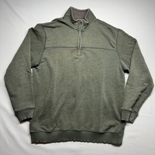 Arrow Mens Quarter Zip Sweatshirt Olive Green Ribbed Mock Neck Large