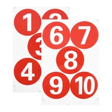 2 Sheets Oversized PVC Serial Number Stickers Waterproof Number Round Paster