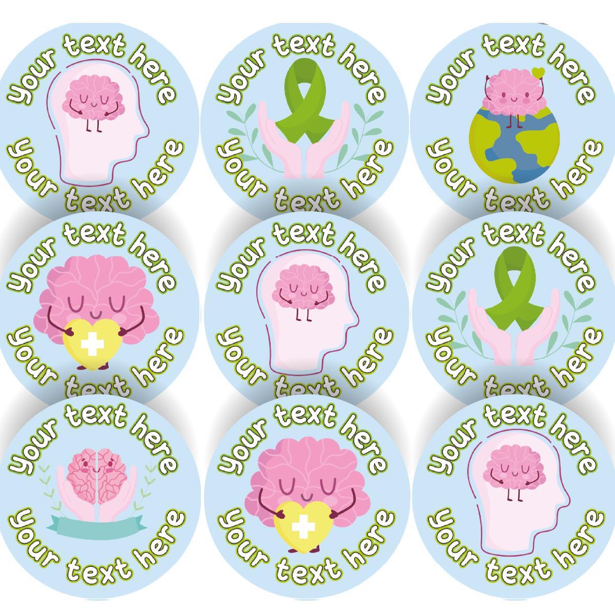 144  Mental Health Awareness Personalised 30mm Stickers Teachers Parents Schools