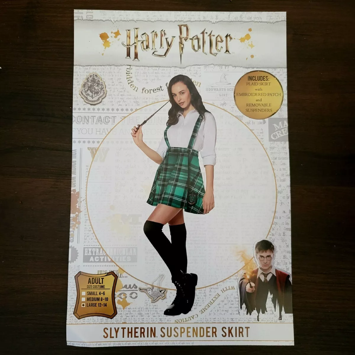 Harry Potter Slytherin Costume Dress Cosplay Plaid Skirt For Women