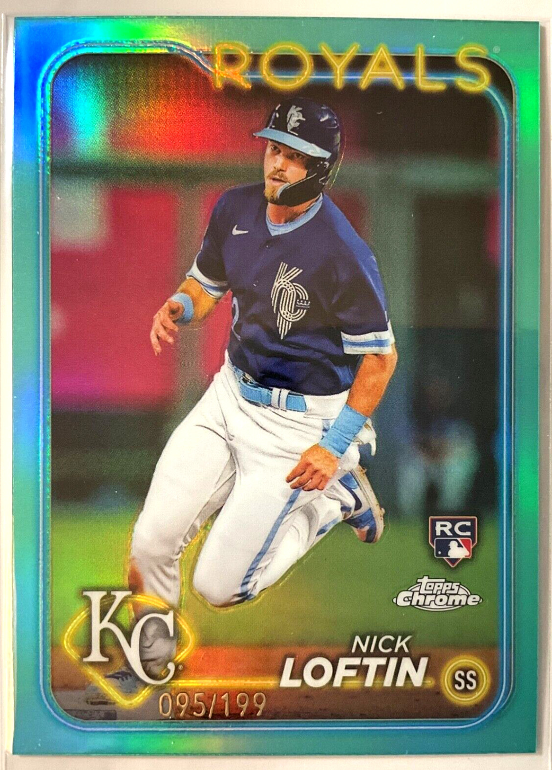 Nick Loftin 2024 Topps Chrome Aqua Refractor #183 RC Rookie Royals /199