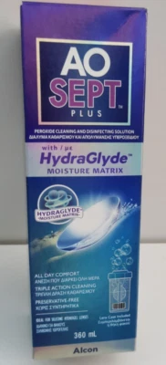 Alcon AOSEPT Plus Contact Lens Cleaning And Disinfectant Hydraglyde 360ml RMT24