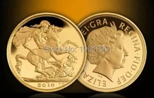 2010 Elizabeth II 24K GOLD PLATED SOVEREIGN MINT COIN IN PROTECTIVE PLASTIC CASE