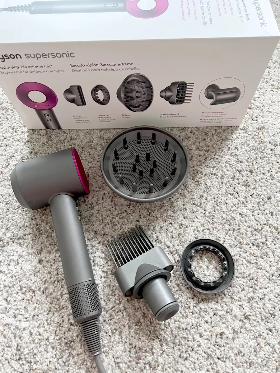 Dyson Supersonic Hair Dryer Iron/Fuchsia, attachments & Box