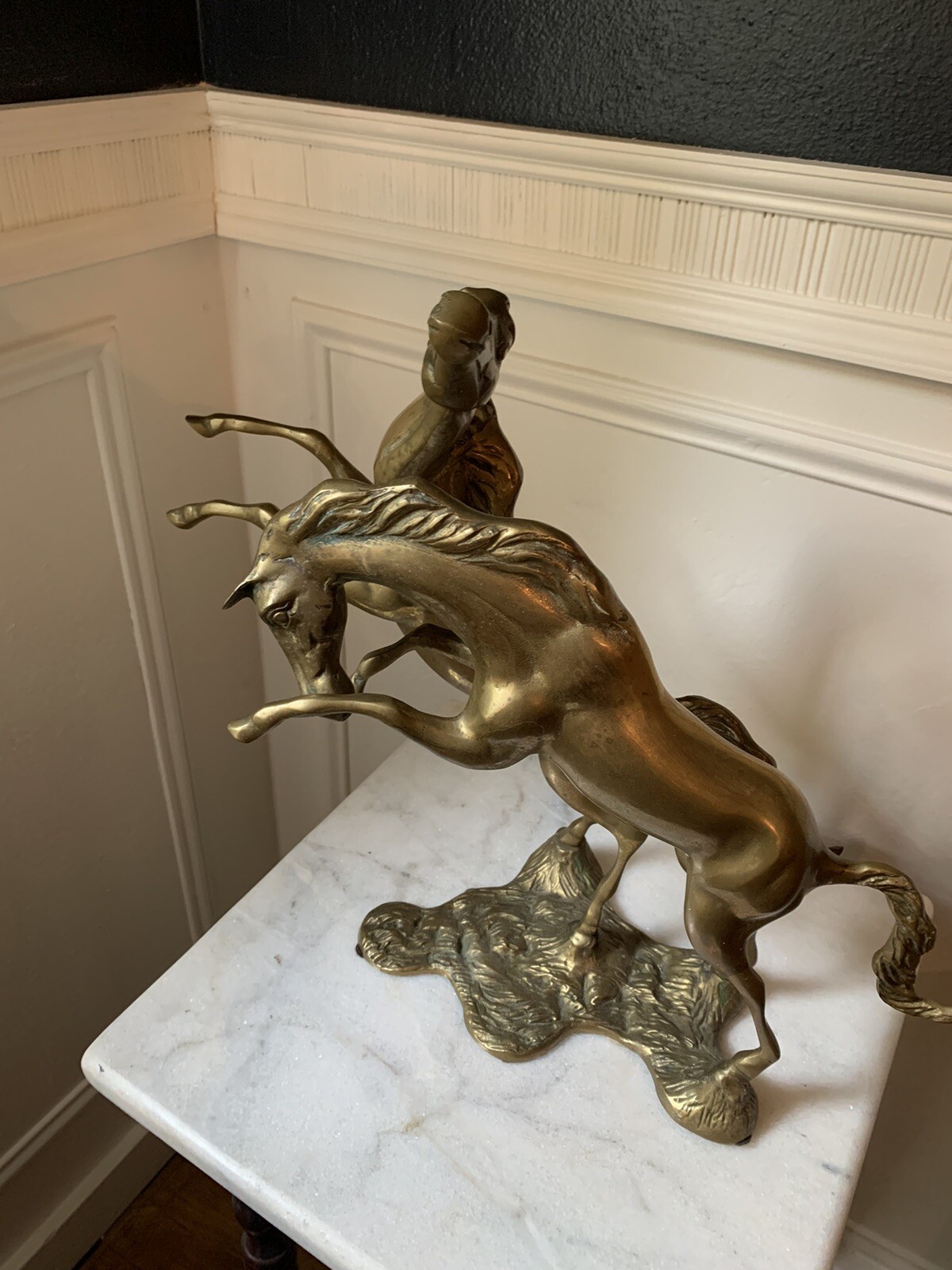 Vintage Large Solid Brass Stallion Horse Statue eBay