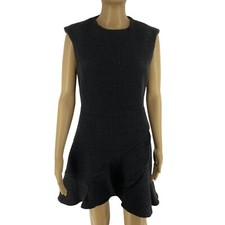 Mango MNG Women Black Tweed Sleeveless Sheath Dress Size M