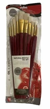 Daler & Rowney Natural Bristle Oil & Acrylic Set of 10 Paint Brushes New