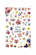 Nail Art 3D Stickers Stones Design Decoration Tips Flowers Purple Pink XF3209