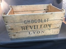 Ancienne caisse bois publicitaire chocolat REVILLON Lyon déco commerce vintage
